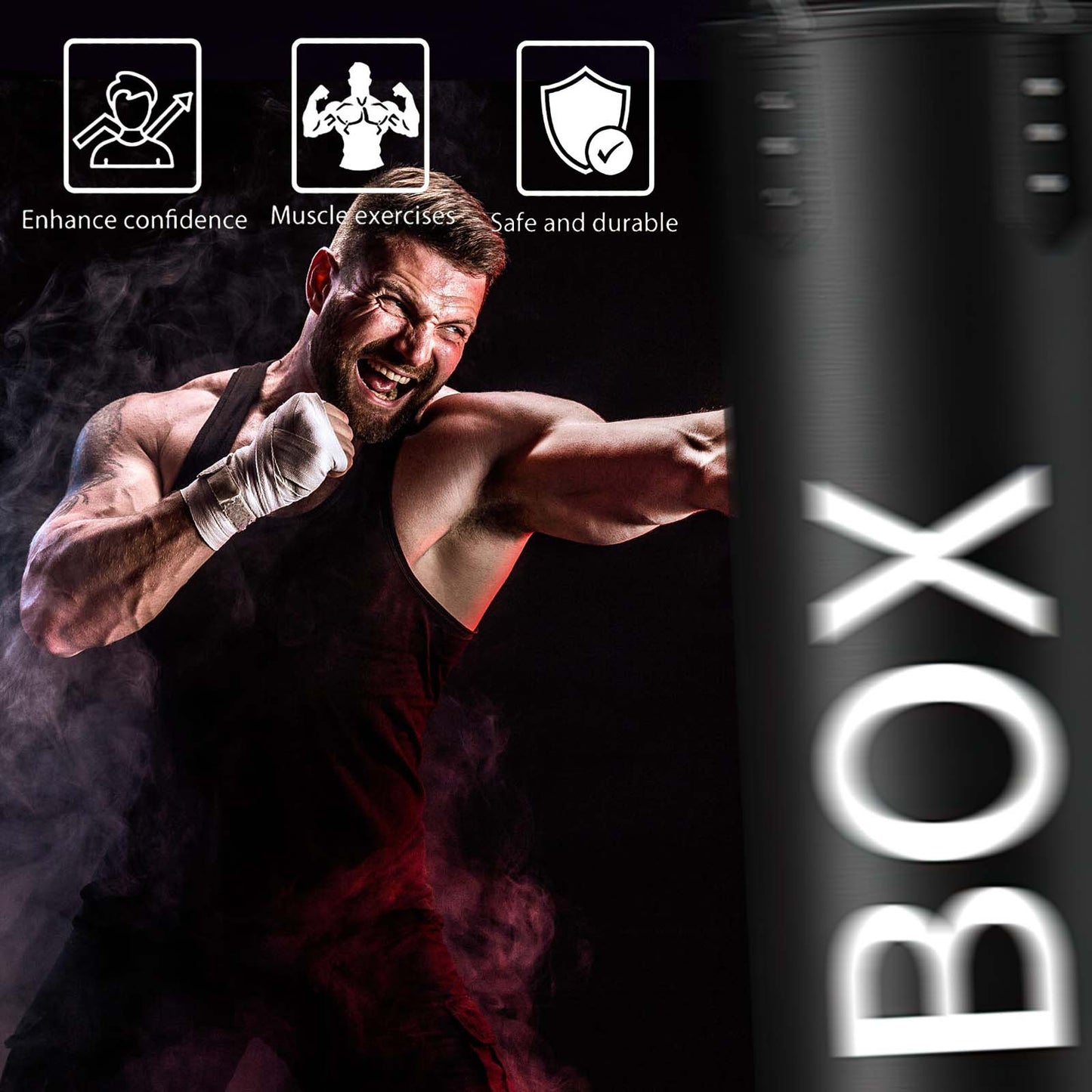 Saco de boxeo profesional con 14 piezas