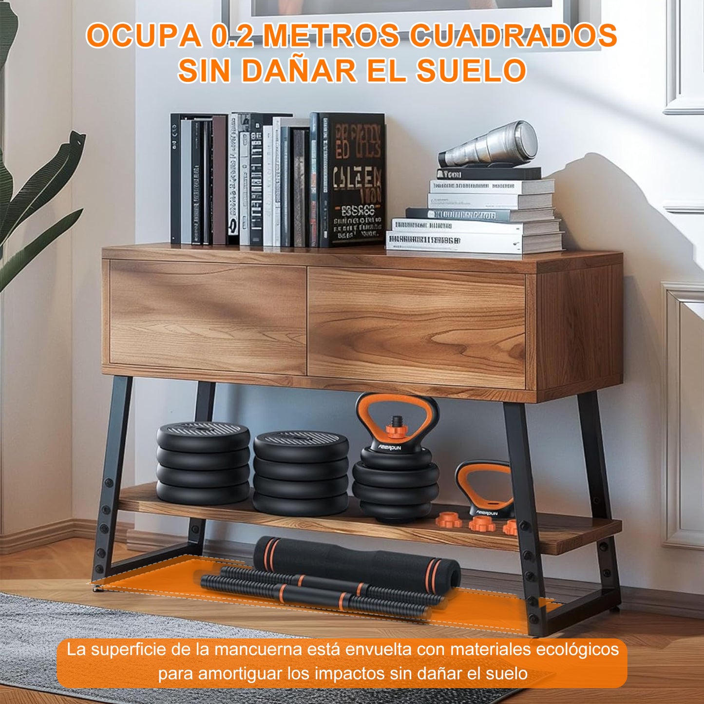 Juego de mancuernas y pesas ajustables, kit de ejercicios multiusos 6 en 1