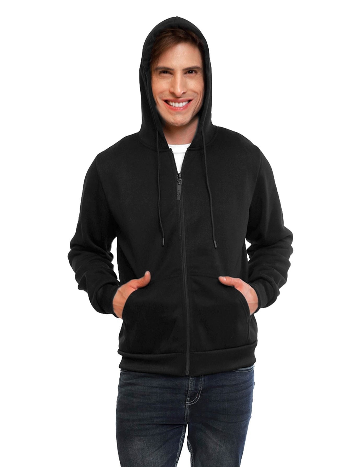 Sudadera deportiva con capucha y cremallera para hombre