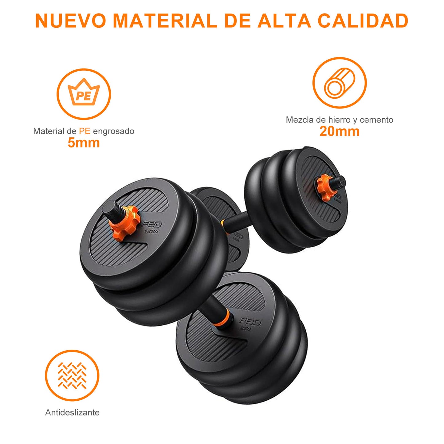 Juego de mancuernas y pesas ajustables, kit de ejercicios multiusos 6 en 1