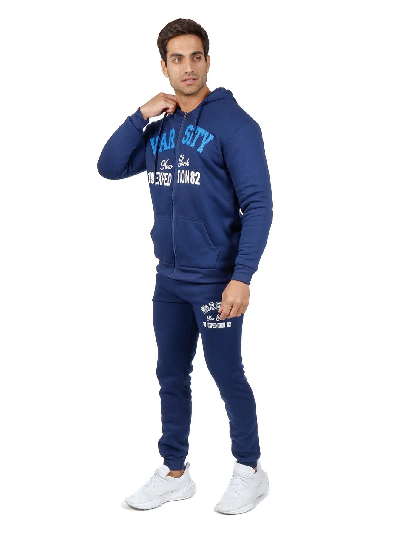 Conjunto deportivo con capucha y pantalón deportivo con forro de felpa para hombre