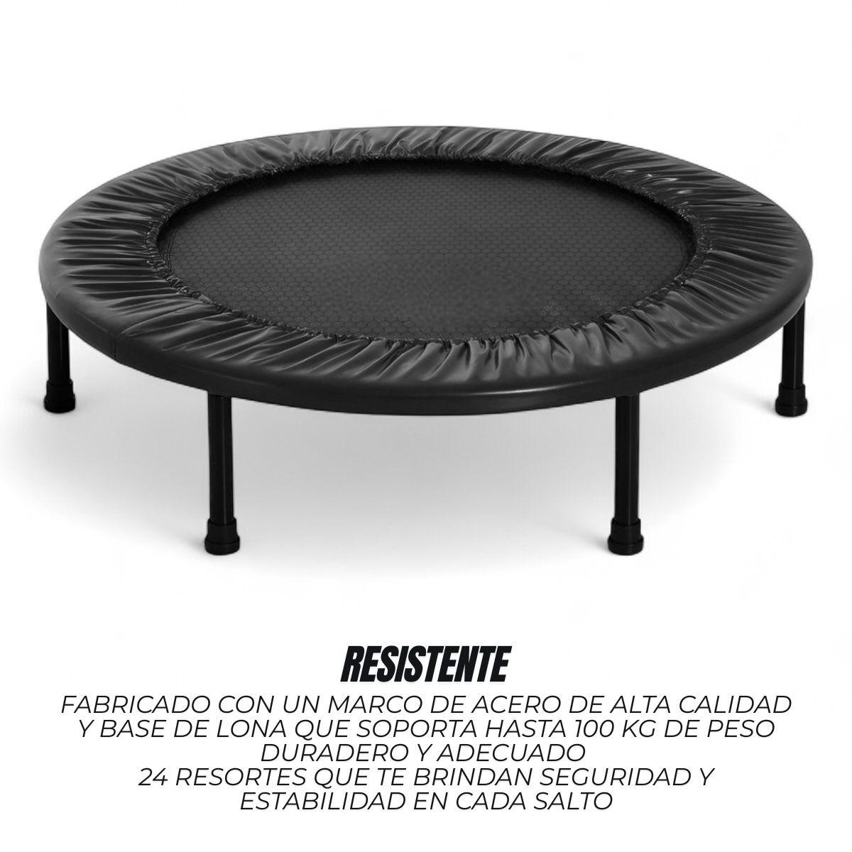Trampolín de ejercicio compacto y ligero para uso doméstico con 24 resortes