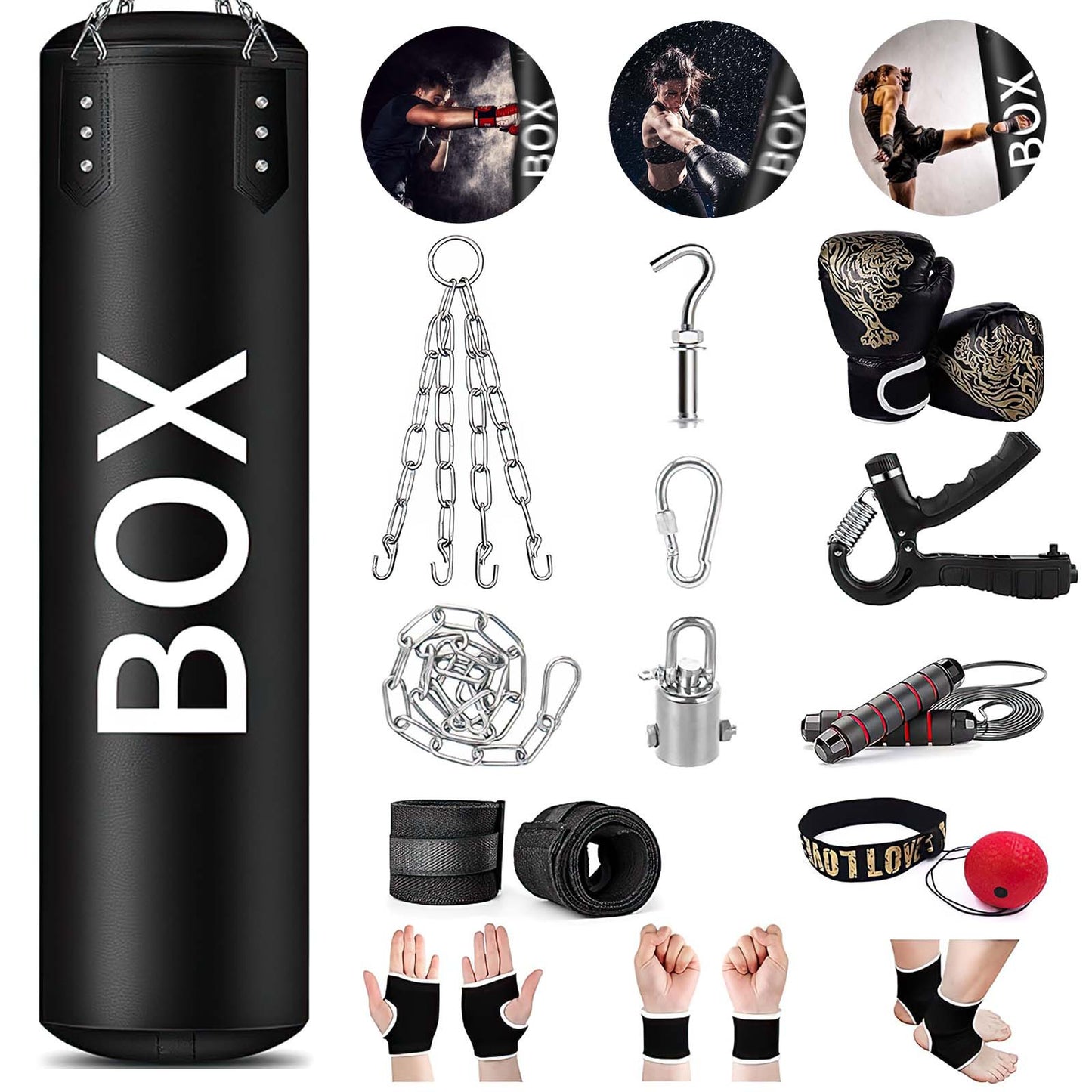 Saco de boxeo profesional con 14 piezas