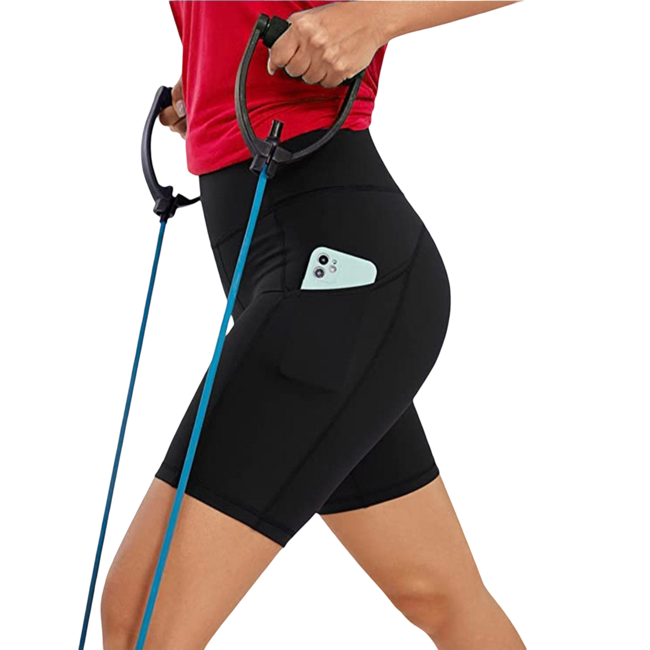 2 High-waisted athletic shorts with pockets
