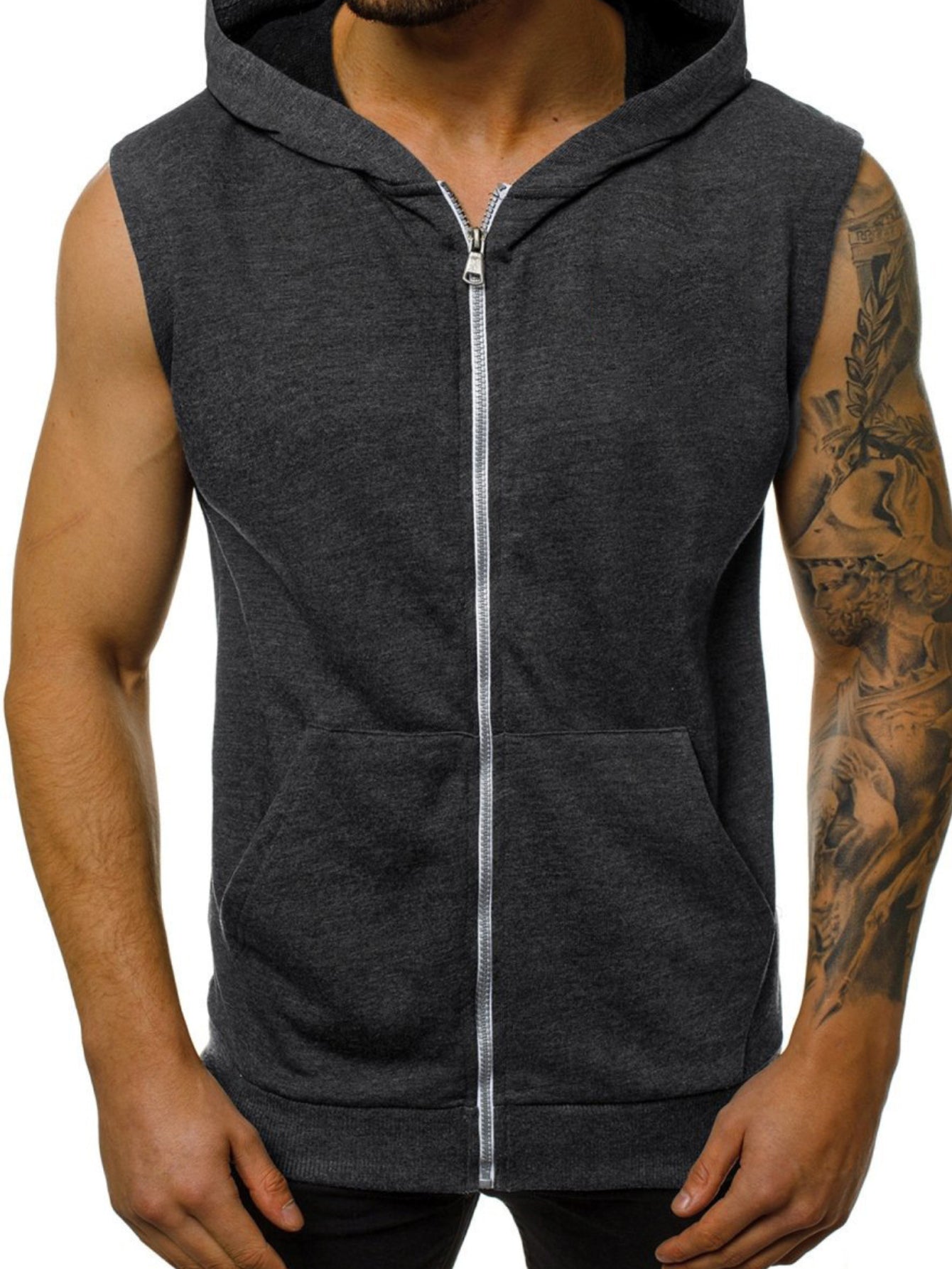 Sudadera con capucha sin mangas para hombre