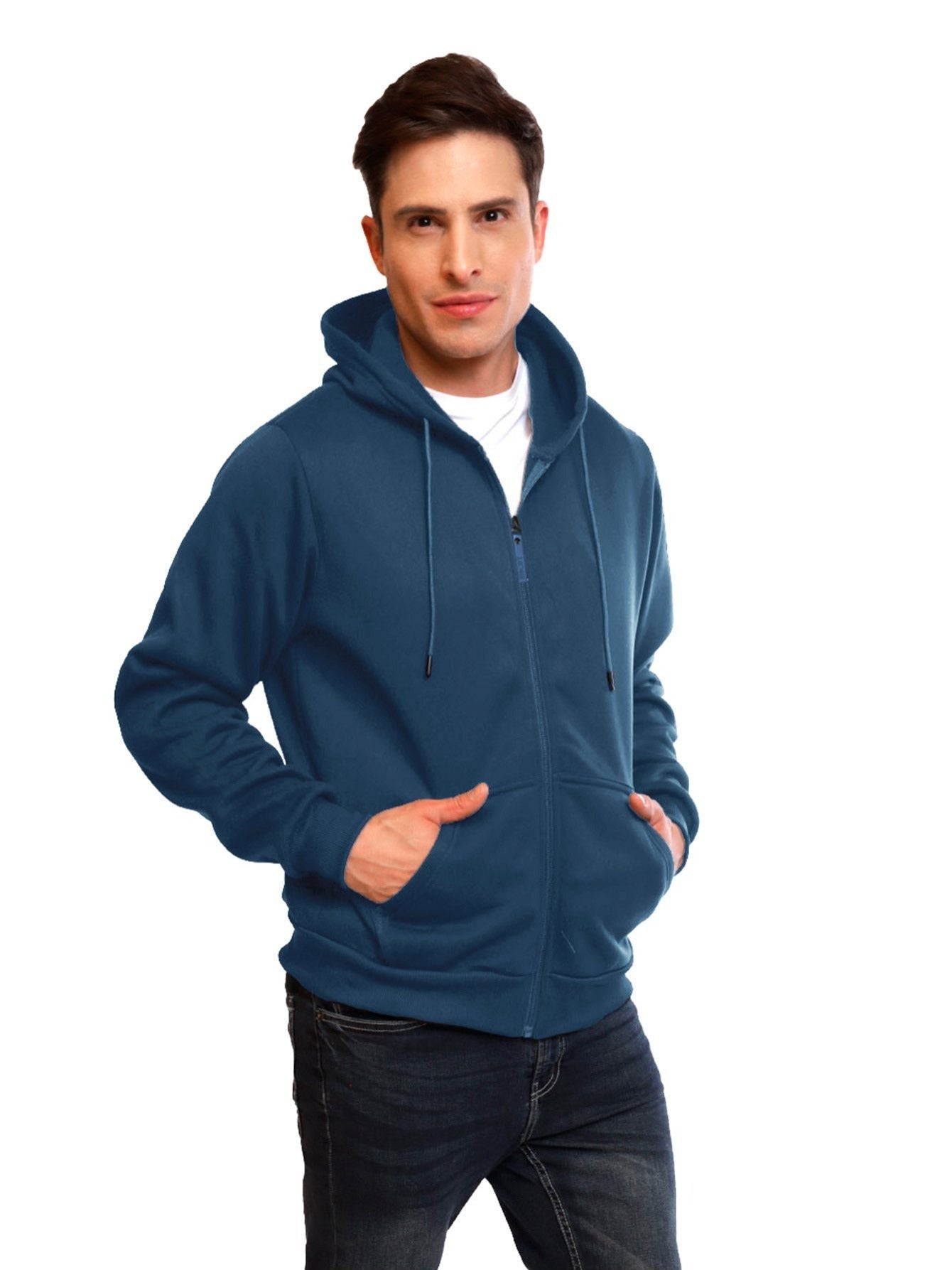 Sudadera deportiva con capucha y cremallera para hombre