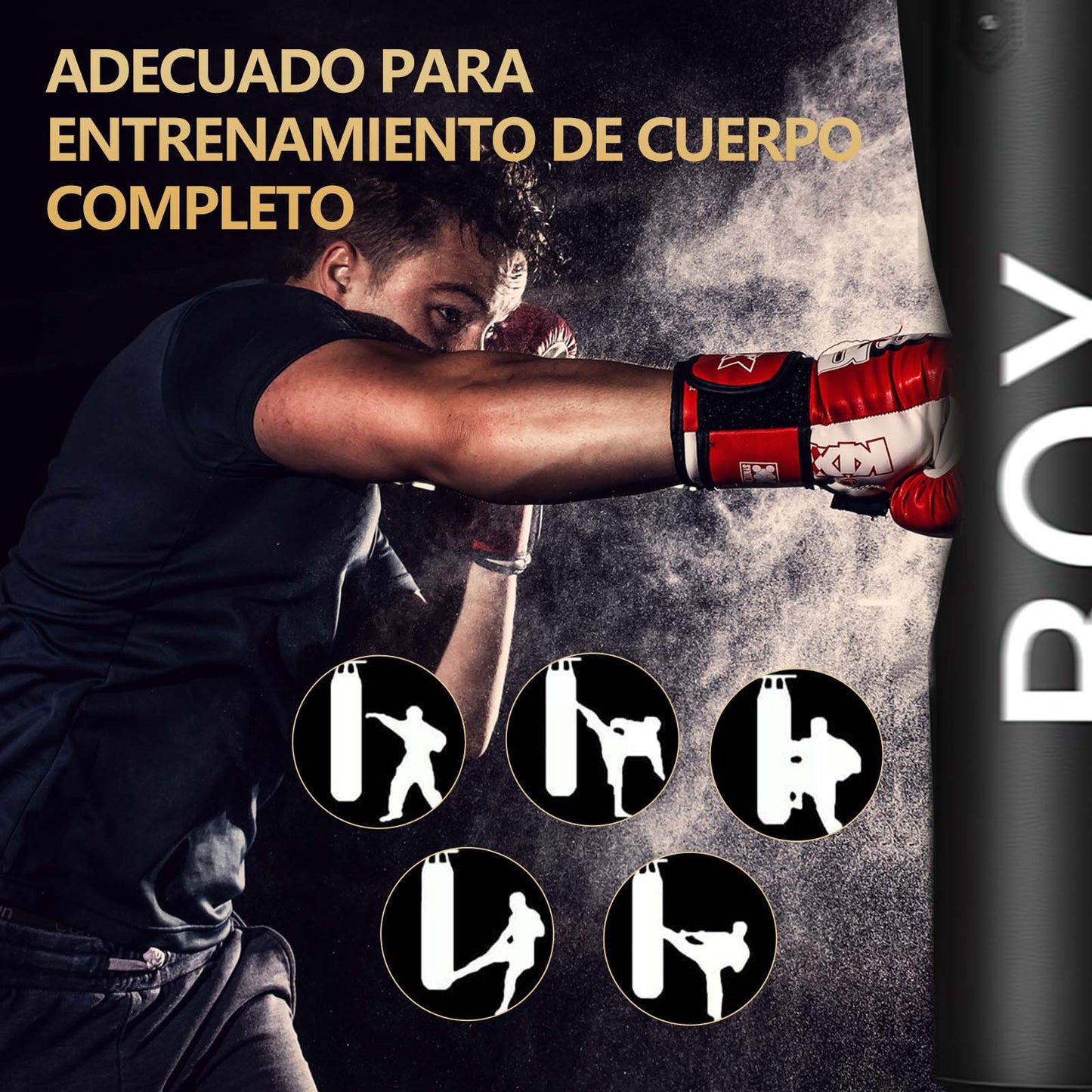 Saco de boxeo profesional con 14 piezas