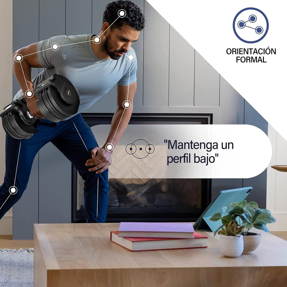 Mancuernas ajustables de 3 a 23 kg, ajuste rápido, mango antideslizante