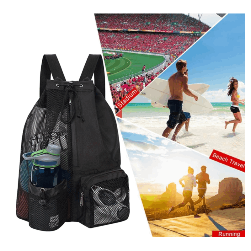 Mochila de natación con bolsa impermeable y cordón de malla