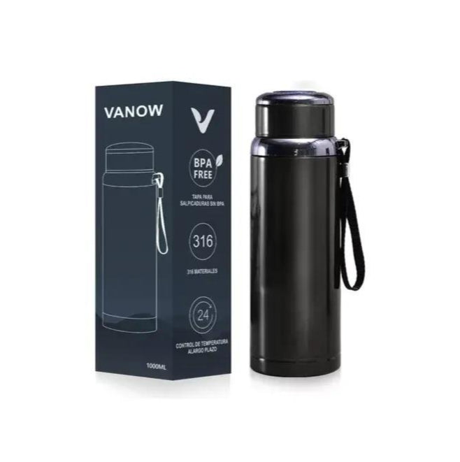 Vaso térmico portatil de acero inoxidable de 1,000 ml. ideal para deportes al aire libre