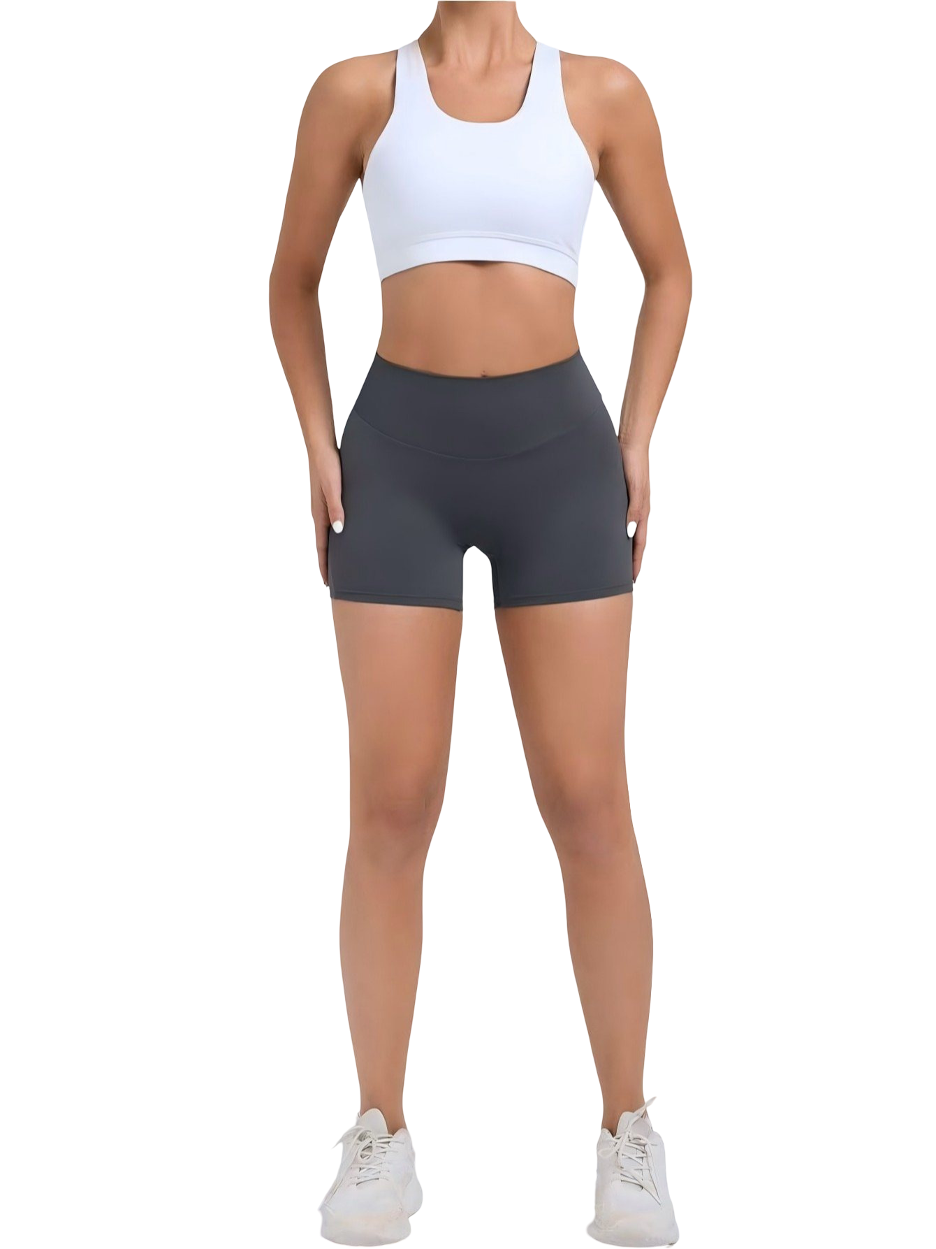 High-waisted sports shorts with push-up effect and pockets