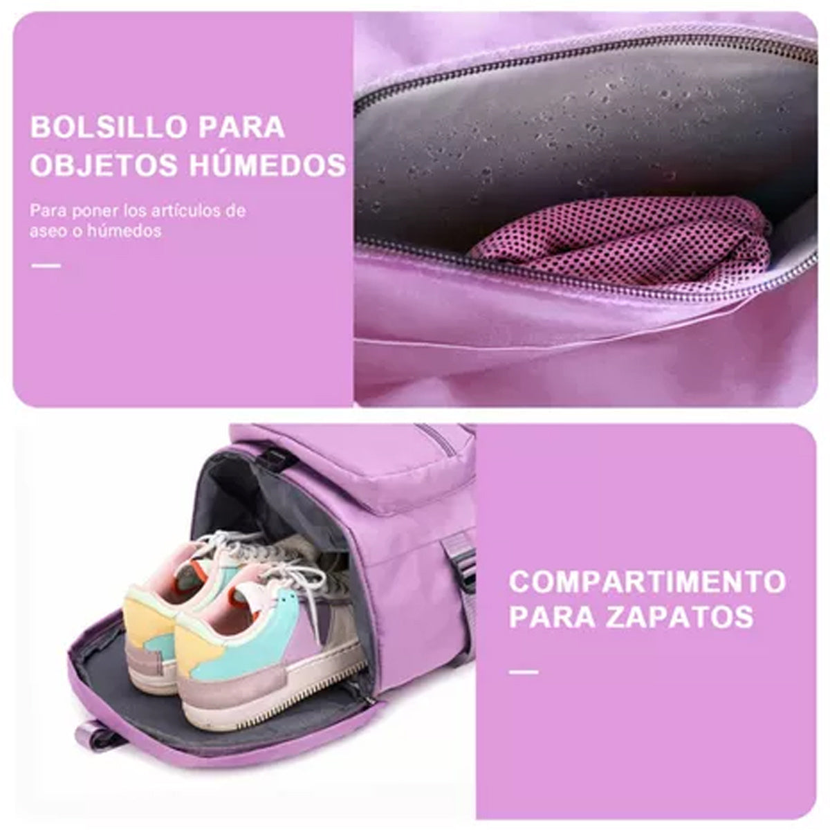 Large-capacity gym bag with dry and wet separation