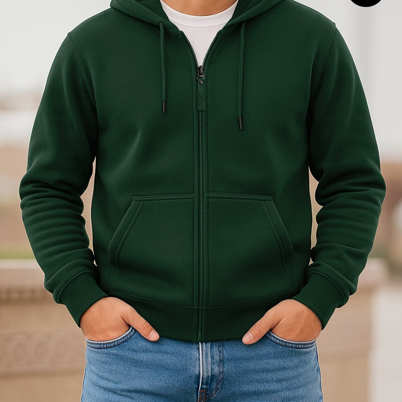 Sudadera deportiva con capucha y cremallera para hombre