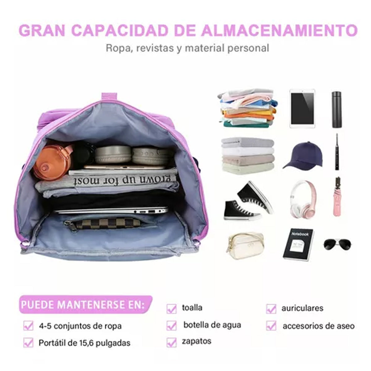 Large-capacity gym bag with dry and wet separation