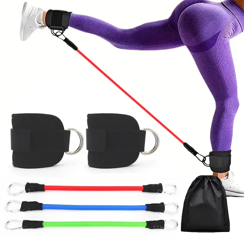 Bandas de resistencia, equipo de entrenamiento de piernas y glúteos con muñequeras