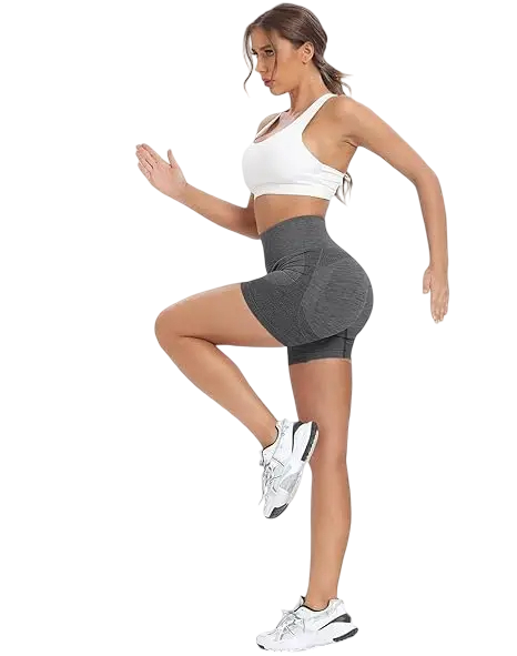 Women's elastic waist space print sports shorts
