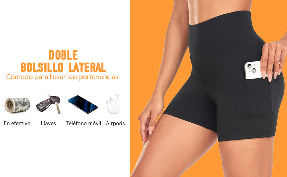 2 High-waisted athletic shorts with pockets