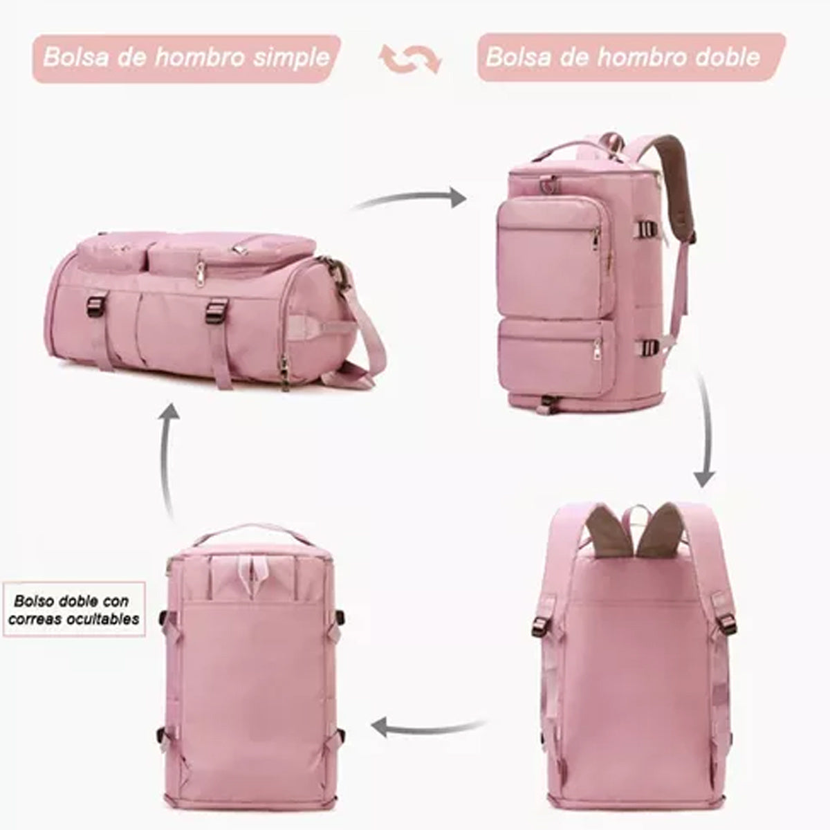 Large-capacity gym bag with dry and wet separation