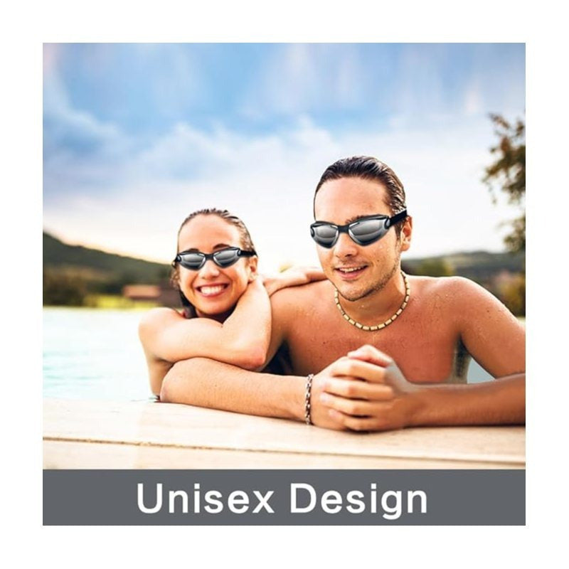 Gafas de natación antifugas con clip nasal, tapones para los oídos, gorro de natación y estuche Unisex