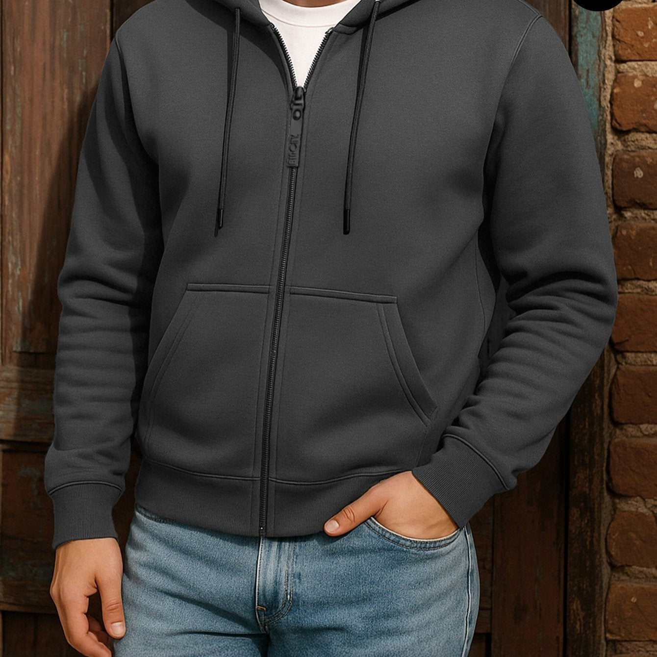 Sudadera deportiva con capucha y cremallera para hombre