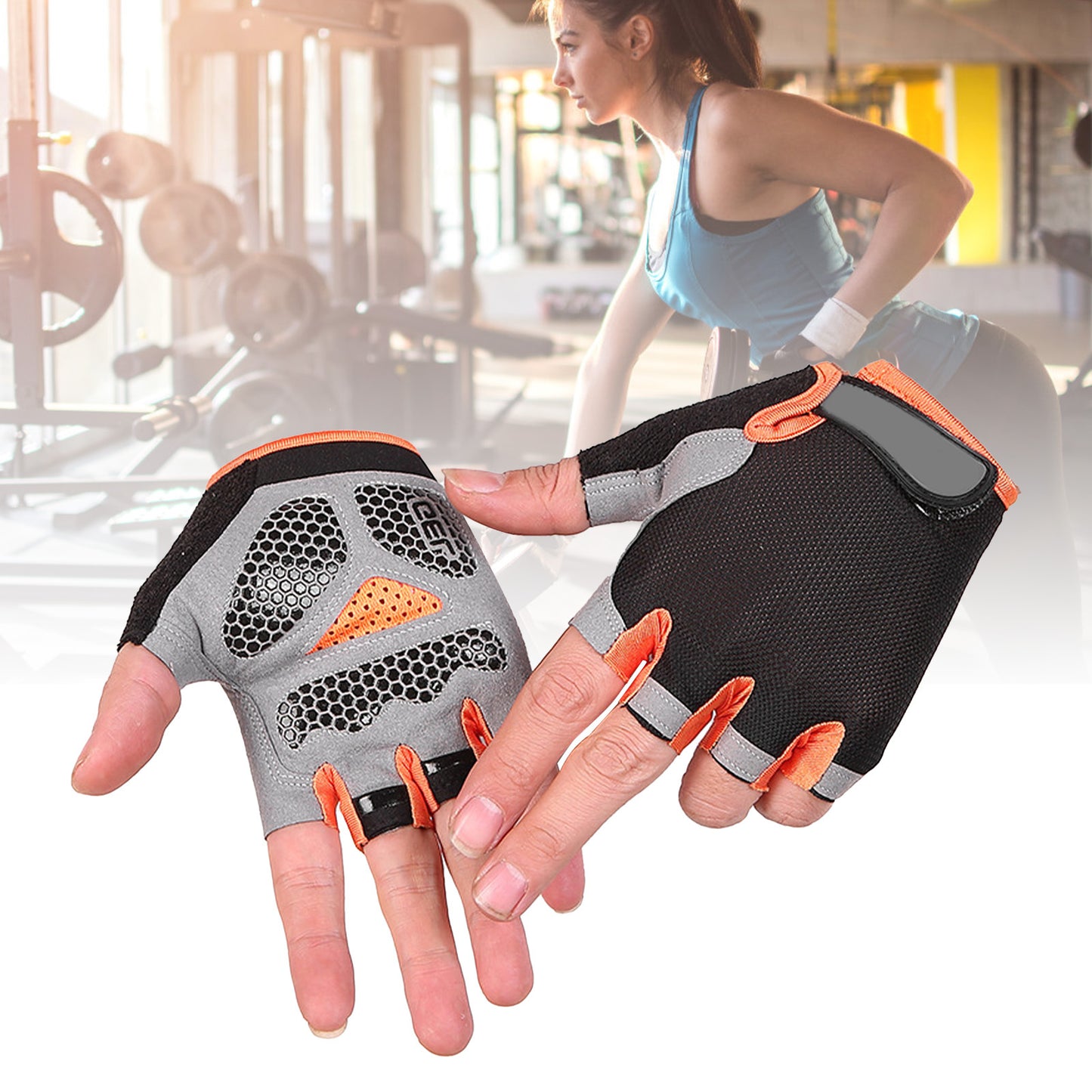 Guantes antideslizantes unisex para levantamiento de pesas, ciclismo, fitness a medio dedo
