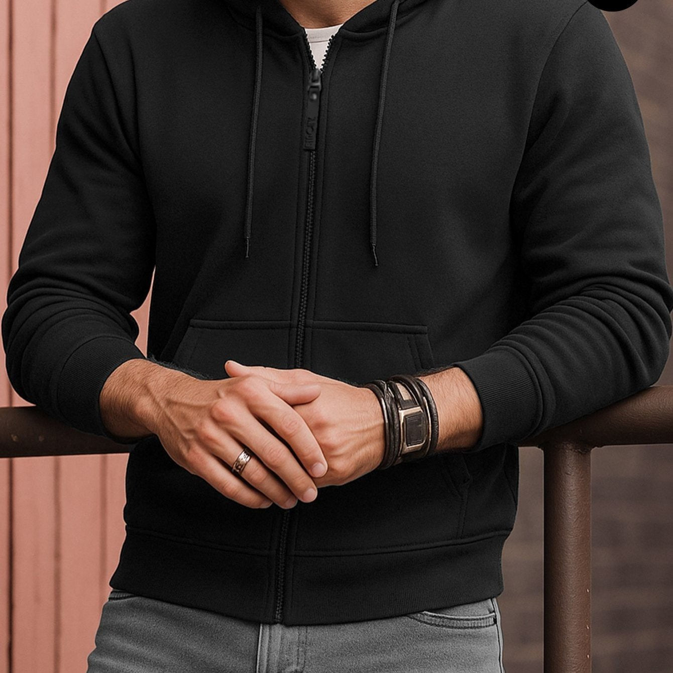 Sudadera deportiva con capucha y cremallera para hombre