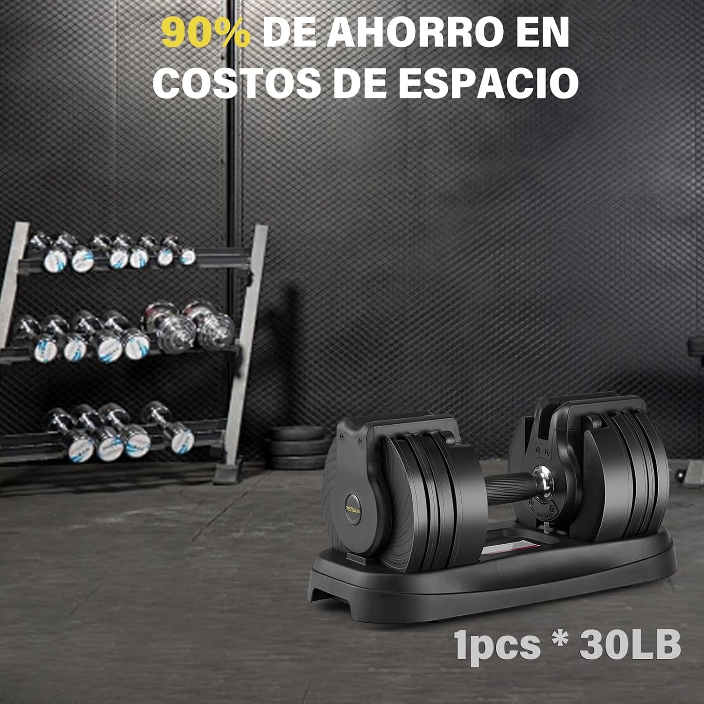 Mancuernas ajustables de 2,5 a 13,6 kg, con mango giratorio, antideslizantes y ajuste rápido