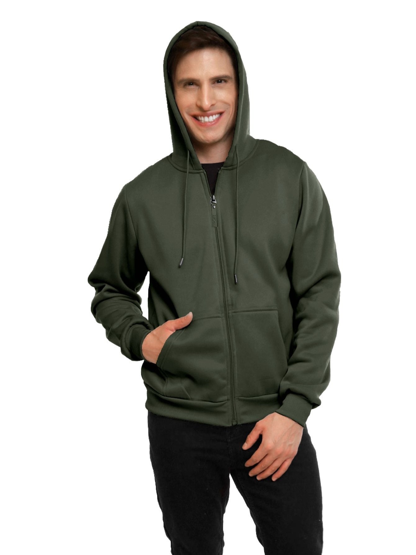 Sudadera deportiva con capucha y cremallera para hombre