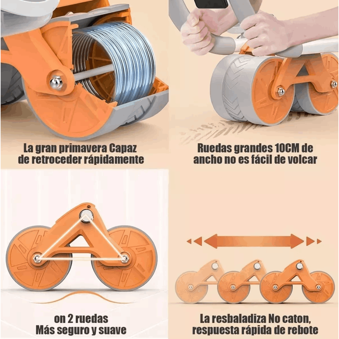 Rueda abdominal automática con rebote y soporte para codos