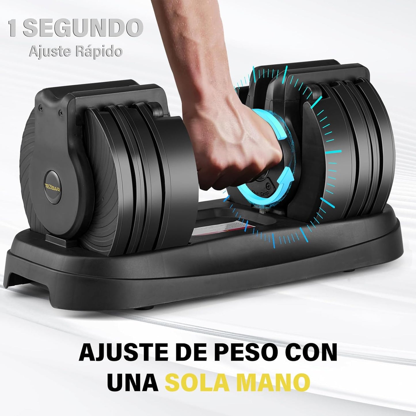 Mancuernas ajustables de 2,5 a 13,6 kg, con mango giratorio, antideslizantes y ajuste rápido