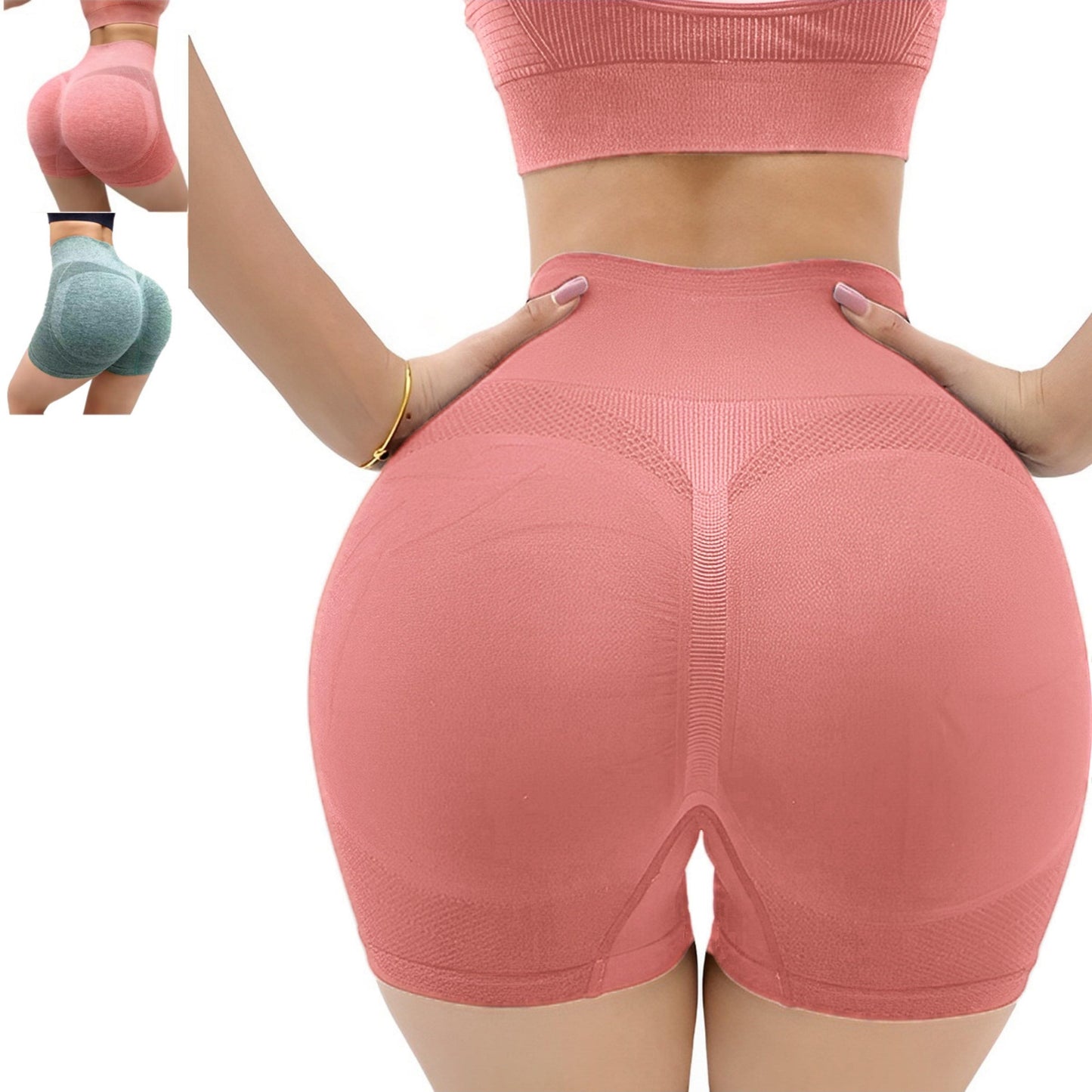 2 Shorts deportivos de yoga de cintura alta para mujer con realce de glúteos