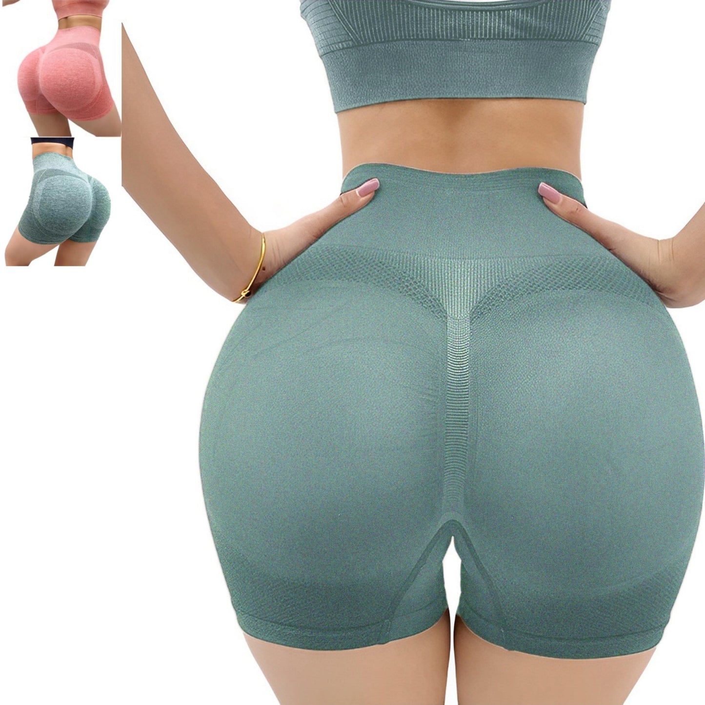 2 Shorts deportivos de yoga de cintura alta para mujer con realce de glúteos