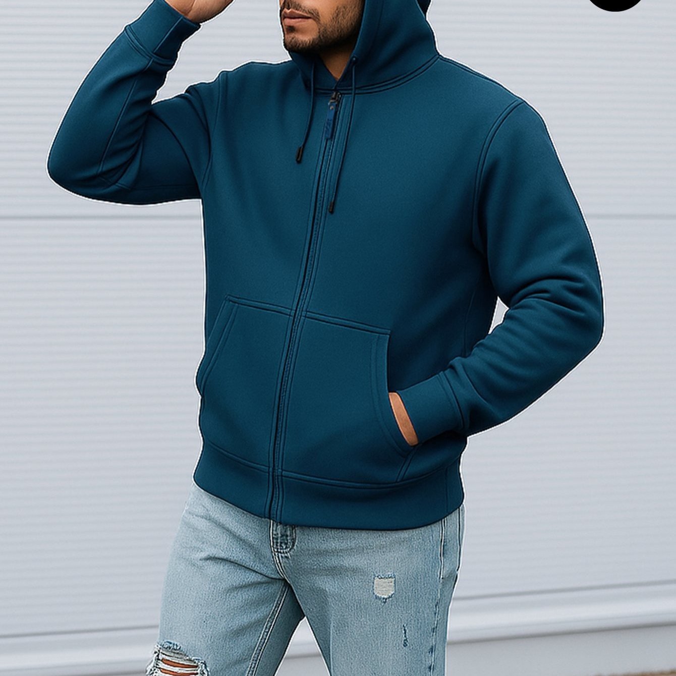 Sudadera deportiva con capucha y cremallera para hombre