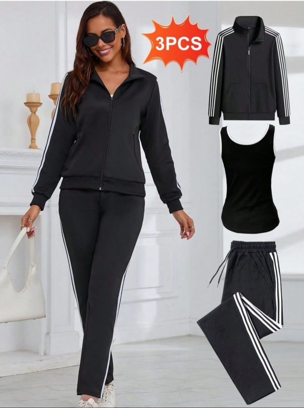 Conjunto deportivo de 3 piezas para mujer