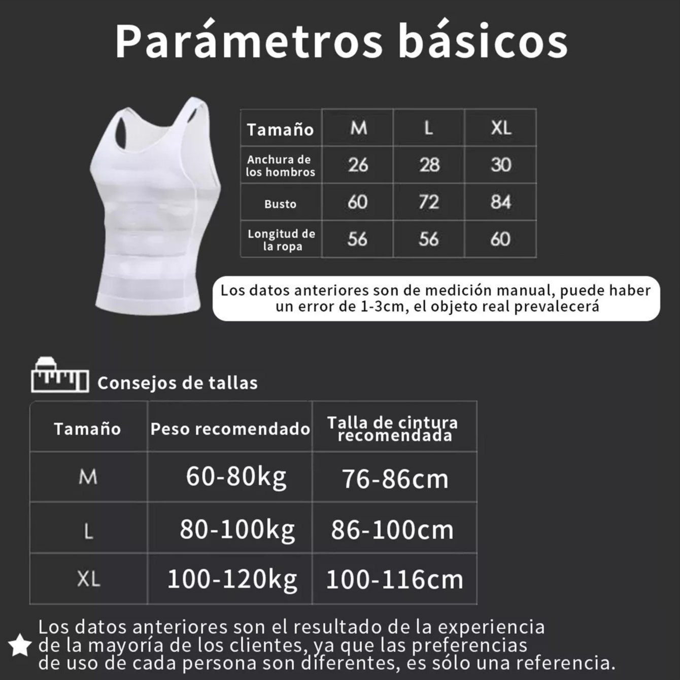 Camiseta reductora para hombre, de compresión para corregir la postura y controlar el abdomen