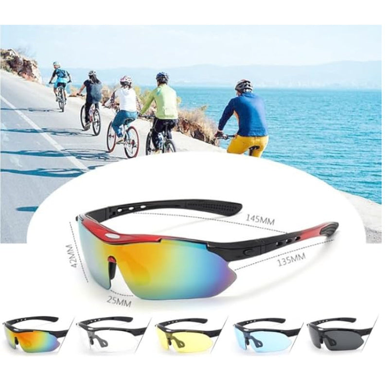 Gafas de sol polarizadas deportivas de ciclismo unisex, con 5 lentes intercambiables