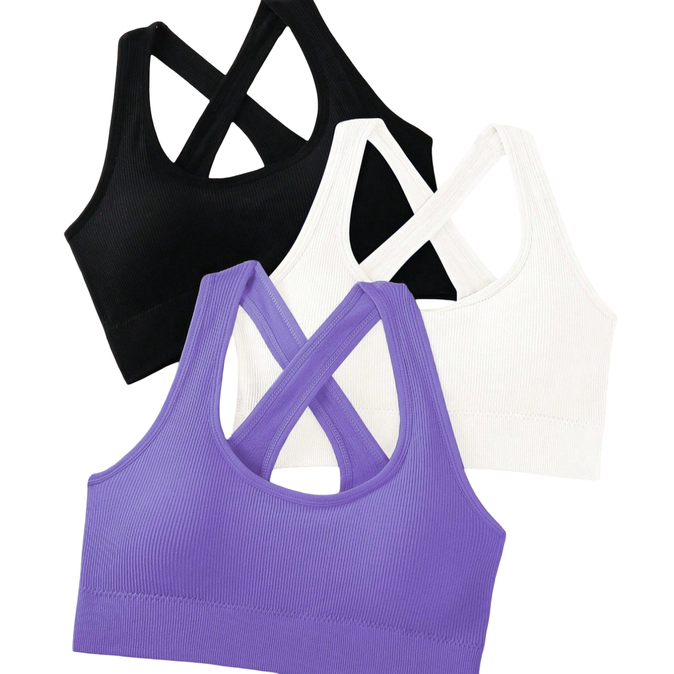 3-Pack Seamless Sports Bras for Women