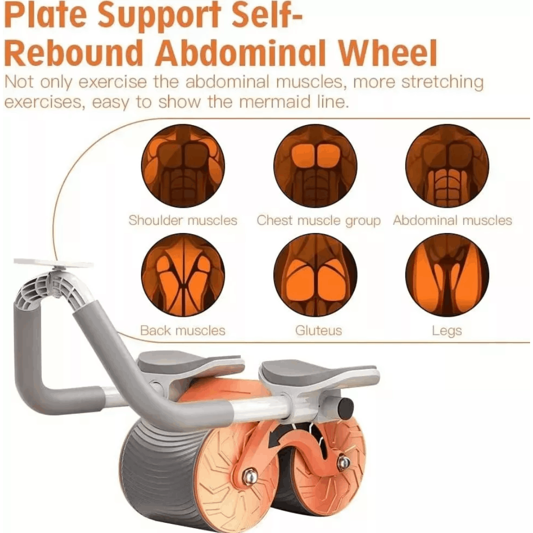 Rueda abdominal automática con rebote y soporte para codos