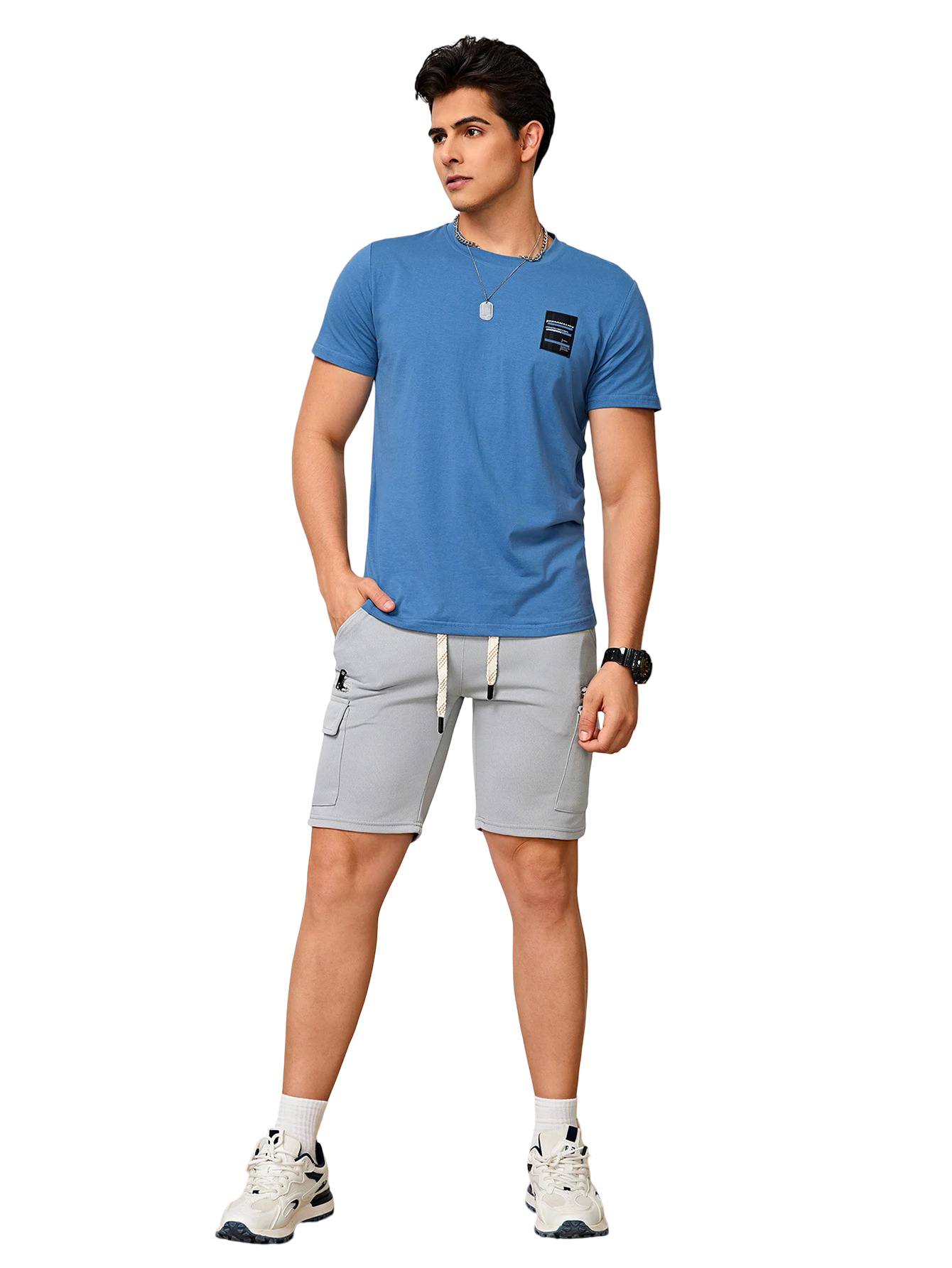 Bermuda deportiva para hombre con bolsillos y cordón ajustable en la cintura