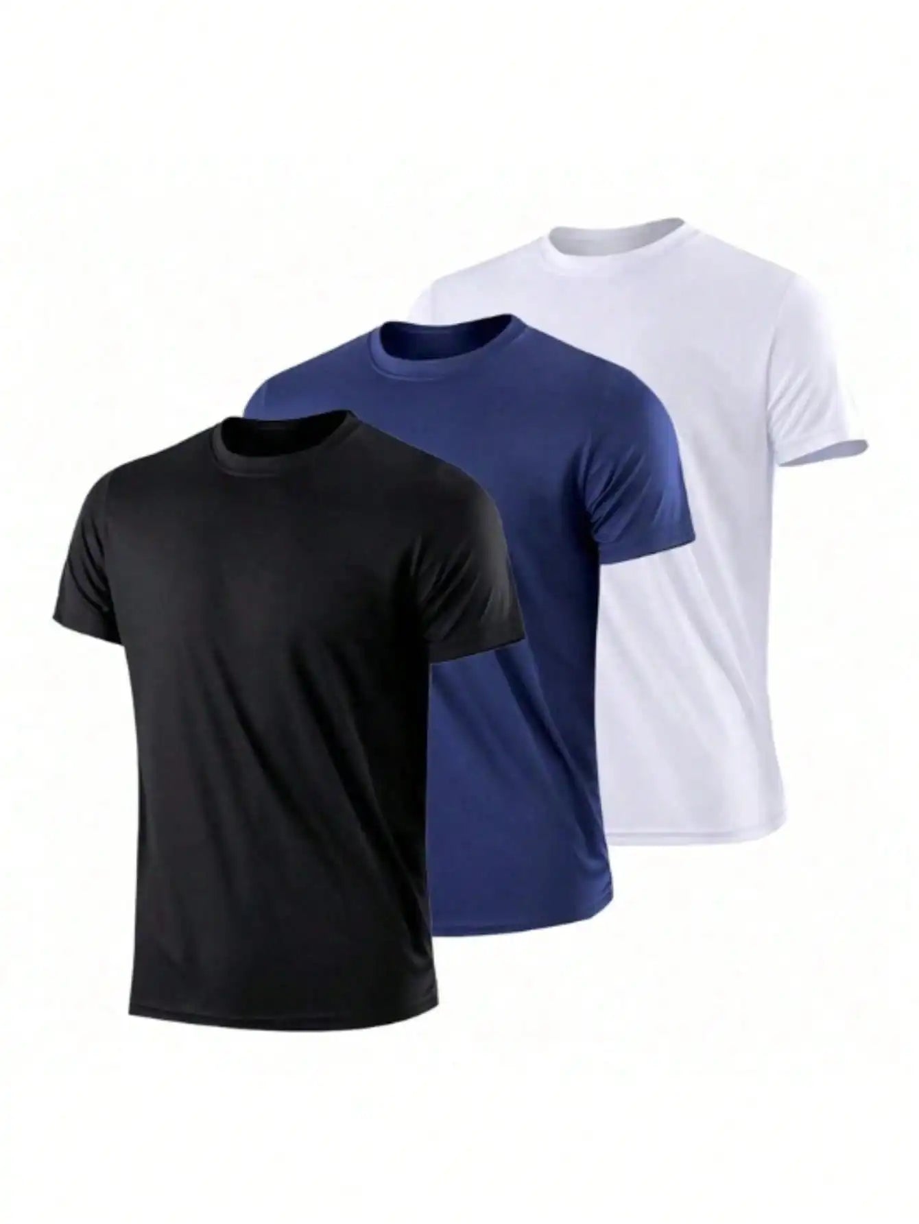 Set 3 camisetas de cuello redondo para hombre, suaves, transpirables y resistentes