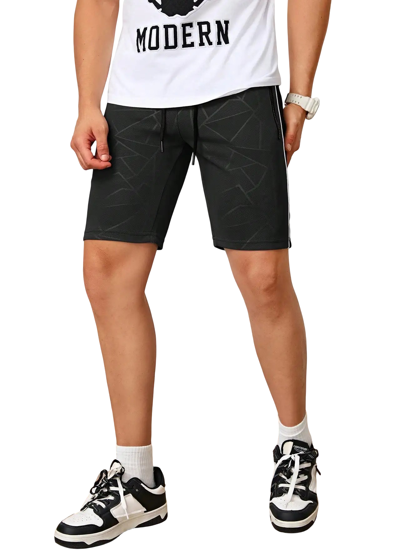 Shorts deportivos informales con bolsillo y cordón en la cintura