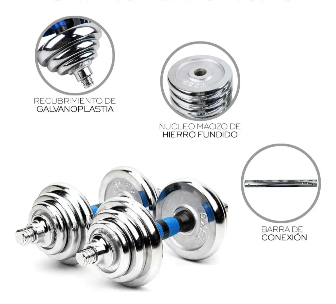Adjustable dumbbell set with barbell and 20kg weight plates