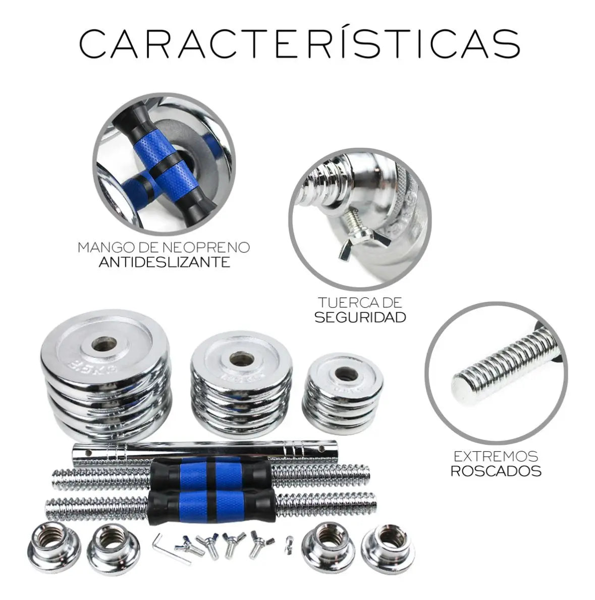 Adjustable dumbbell set with barbell and 20kg weight plates