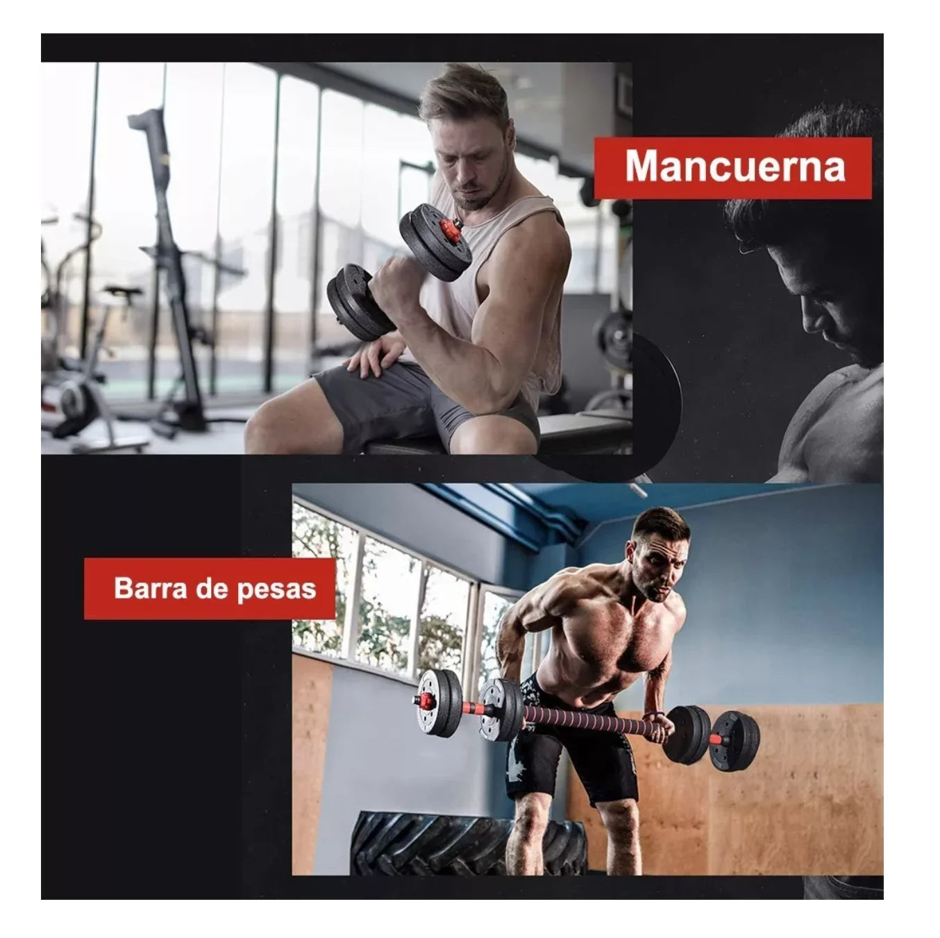 3 in 1 Adjustable Dumbbell and Straight Barbell Weights 15kg