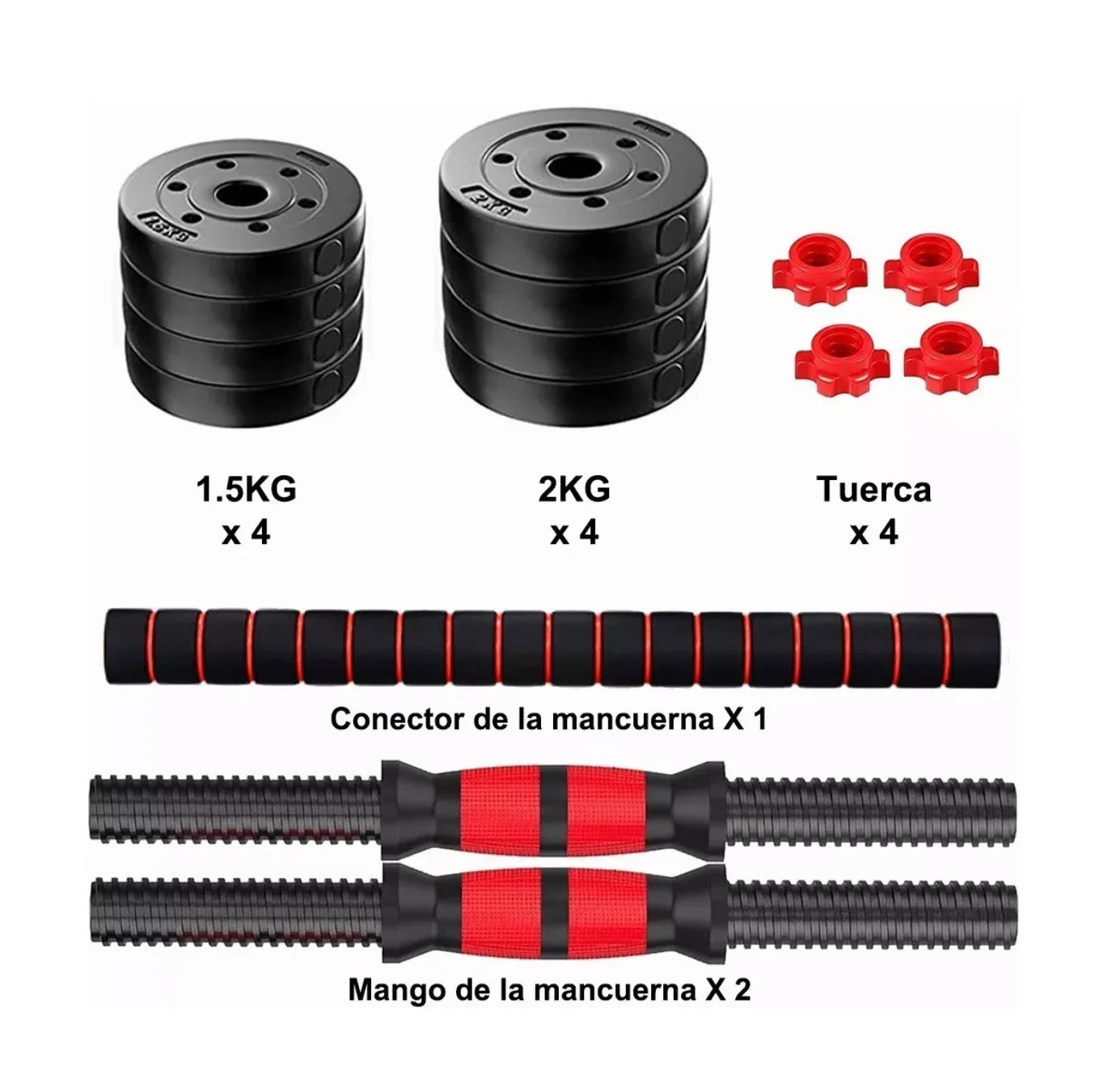 3 in 1 Adjustable Dumbbell and Straight Barbell Weights 15kg