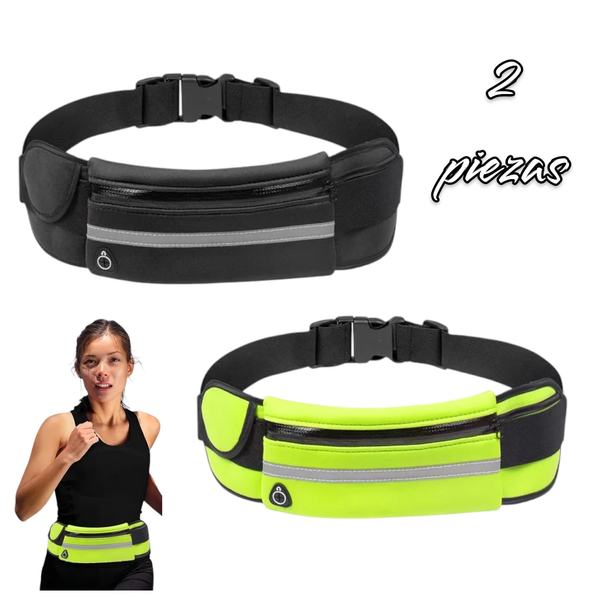 2 Riñonera deportiva con cinturón ajustable, colores aleatorios