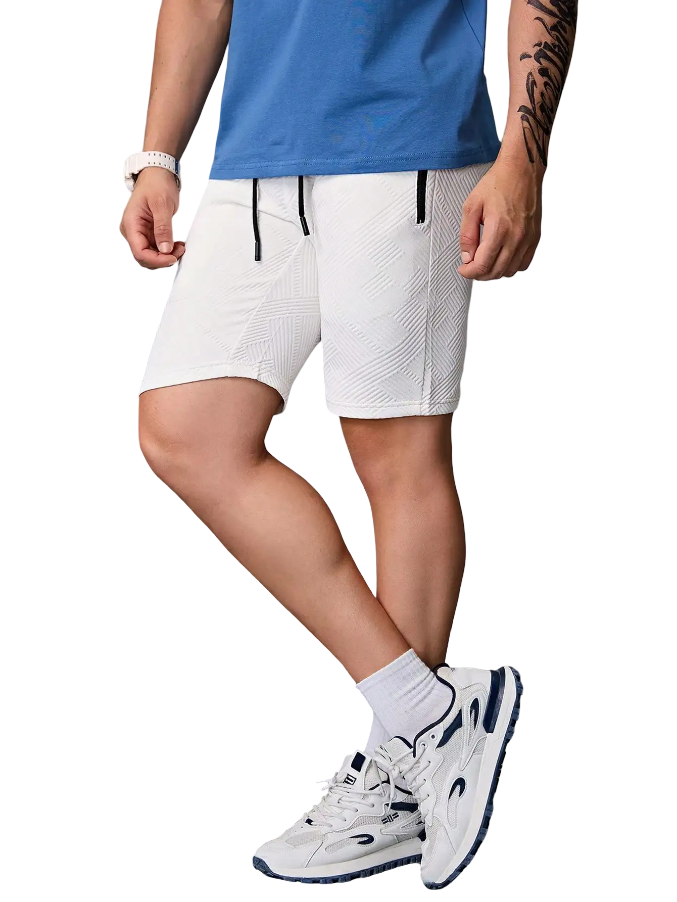Shorts deportivos informales con bolsillo y cordón en la cintura