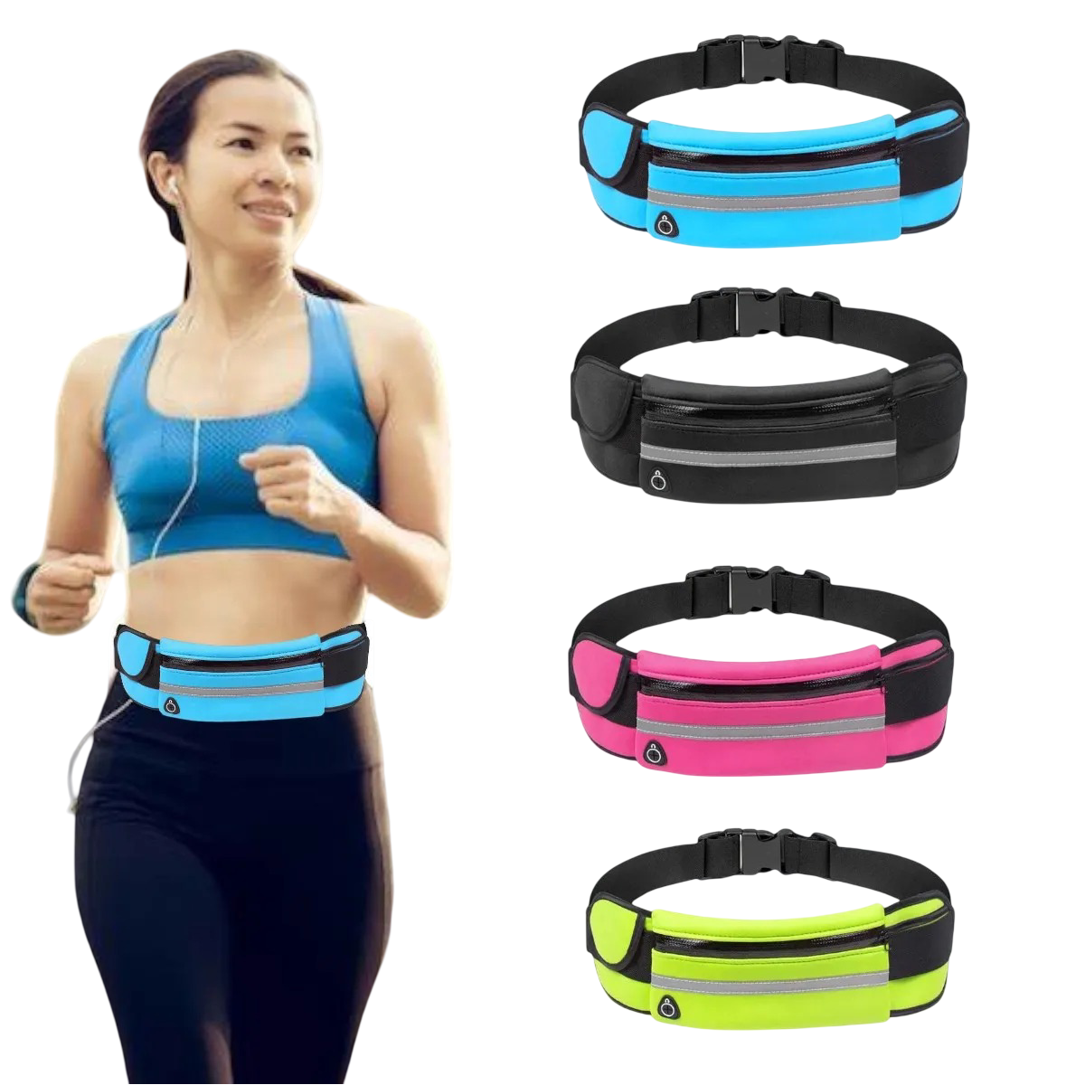2 Riñonera deportiva con cinturón ajustable, colores aleatorios
