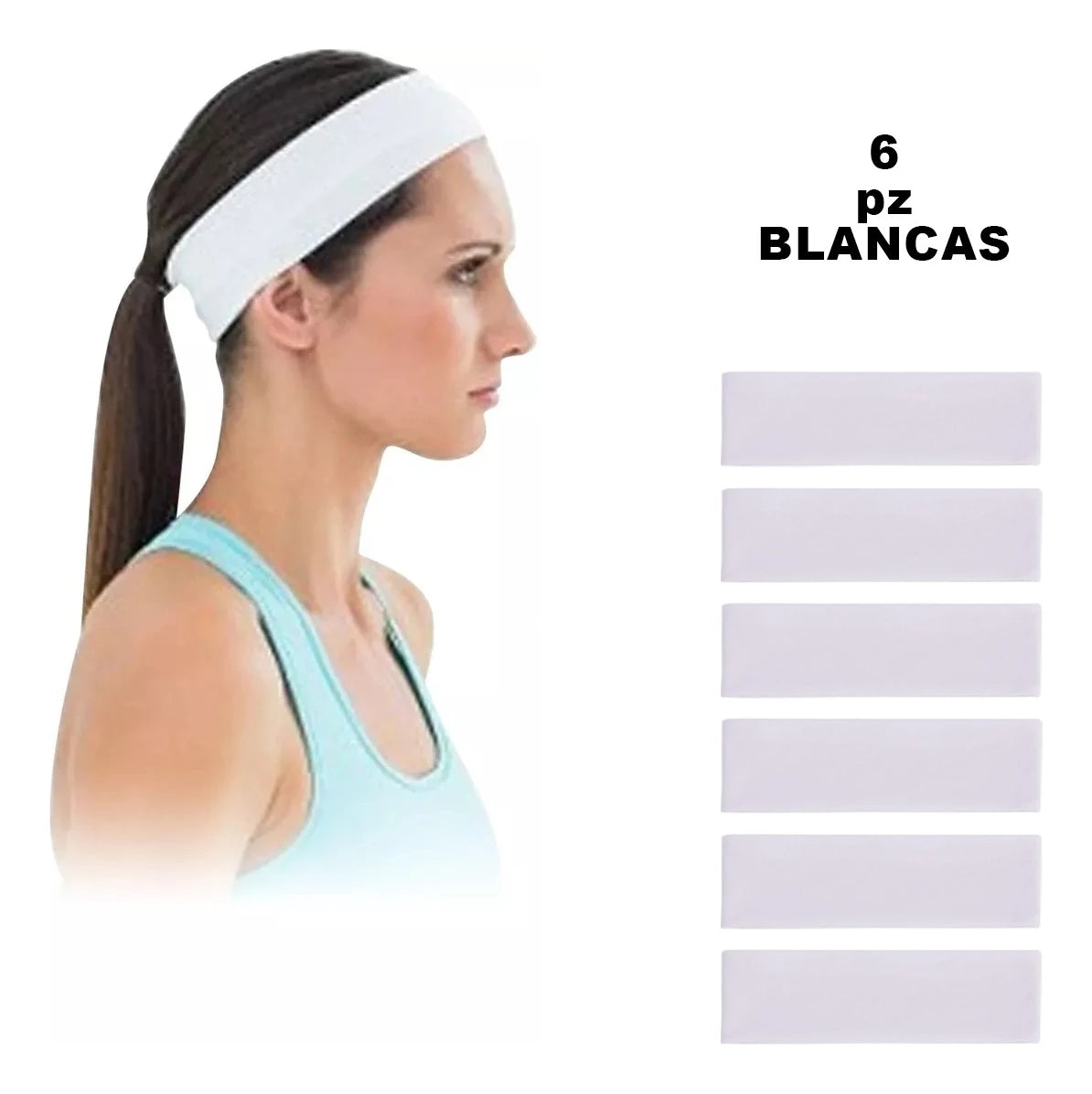 Diadema deportiva Valerina de algodón para el cabello 12 piezas