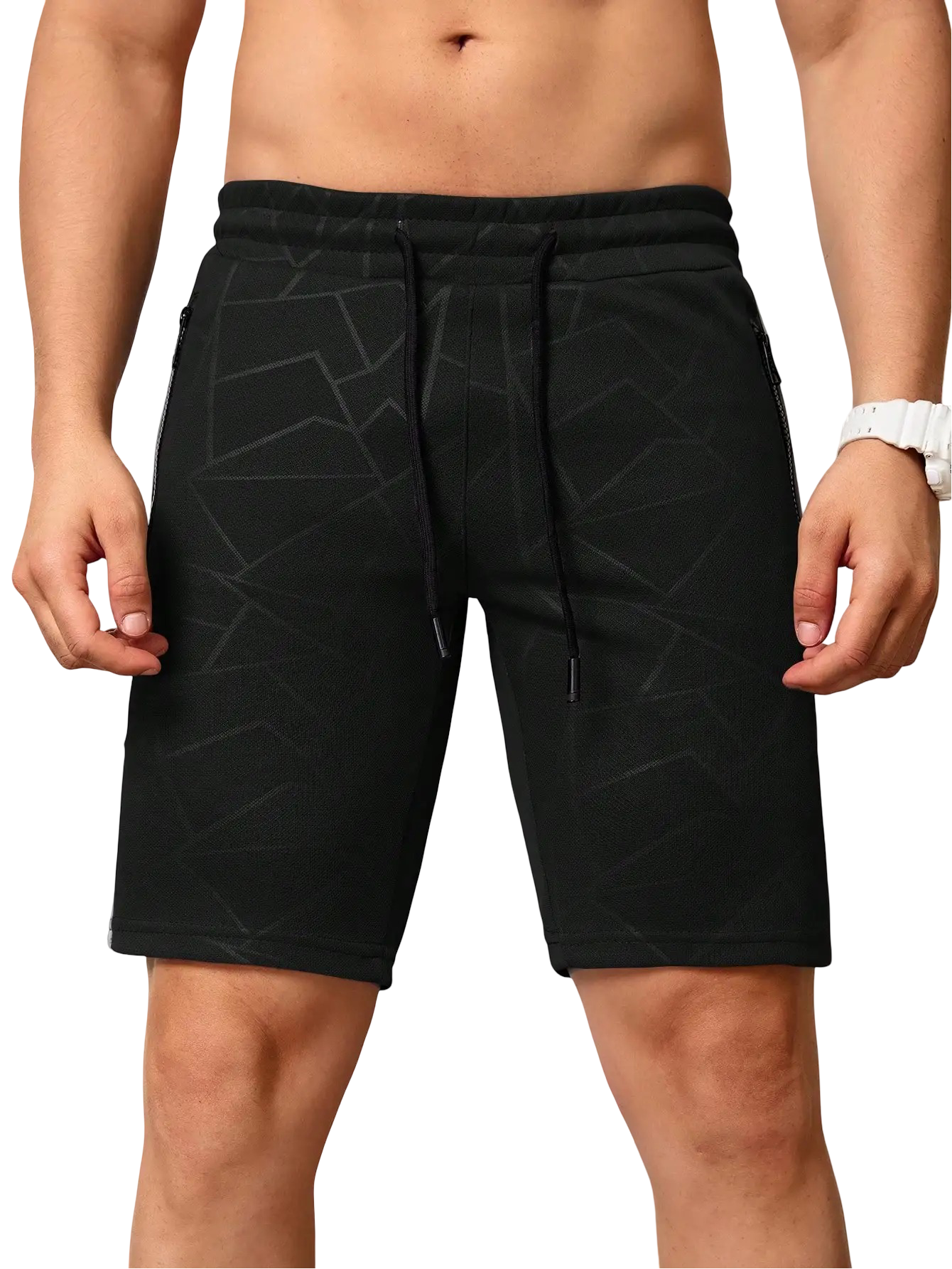 Shorts deportivos informales con bolsillo y cordón en la cintura